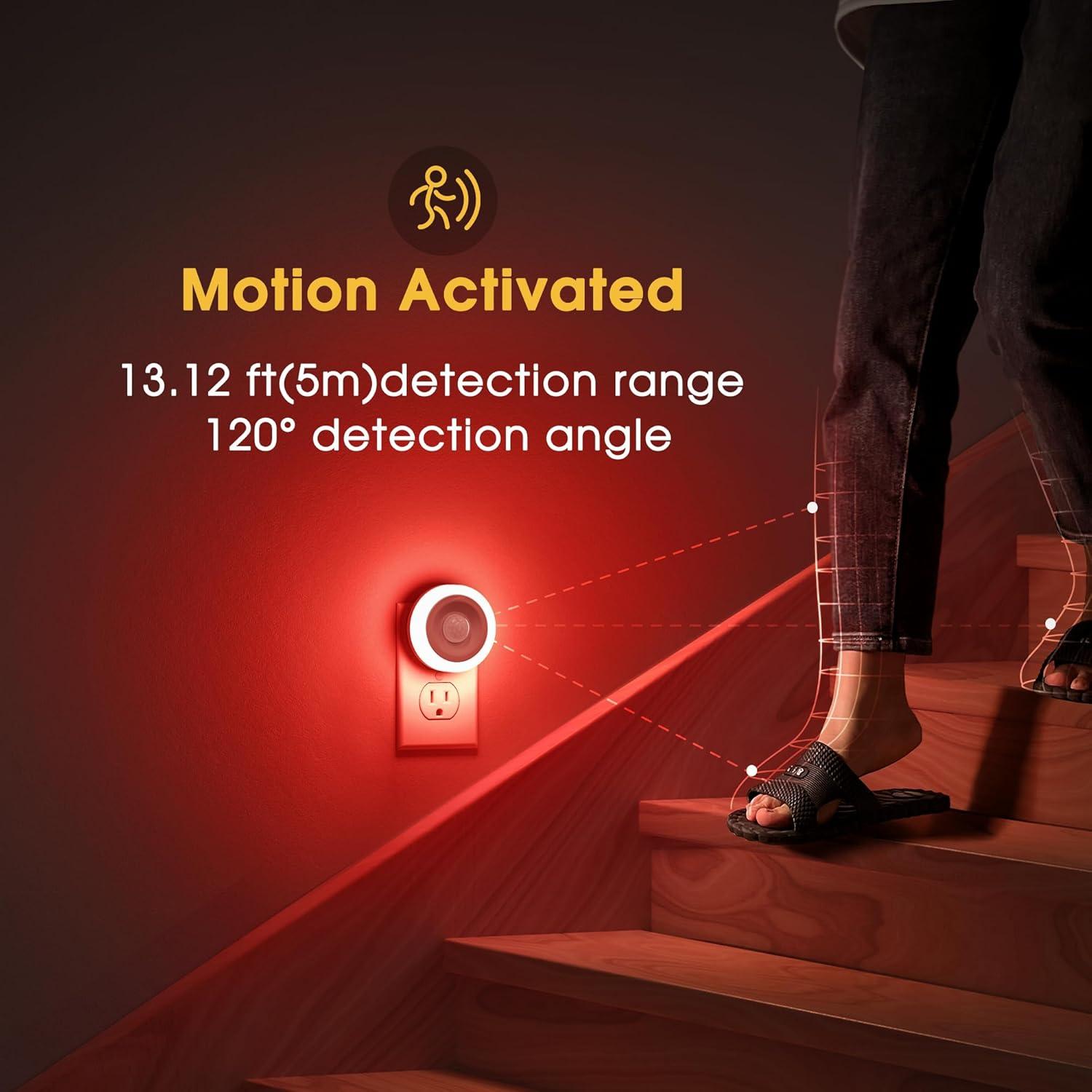 Luz Nocturna LED Briignite Roja con Sensor de Movimiento 2 Pzas