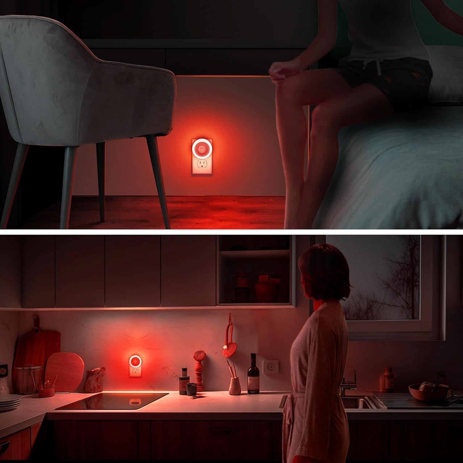 Luz Nocturna LED Briignite Roja con Sensor de Movimiento 2 Pzas