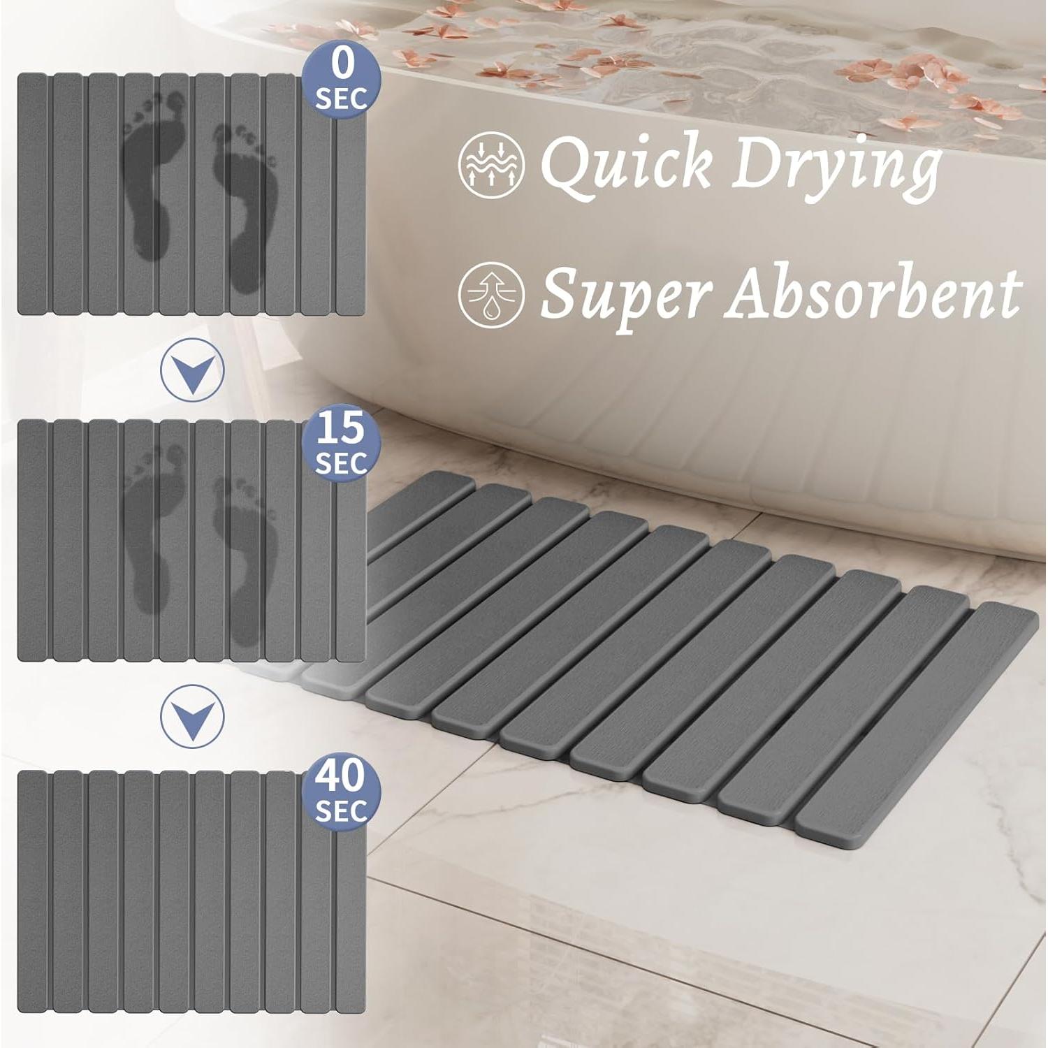 Alfombrilla de Baño de Piedra Diatomácea Summer&Kiss 59.7x39.1cm Gris
