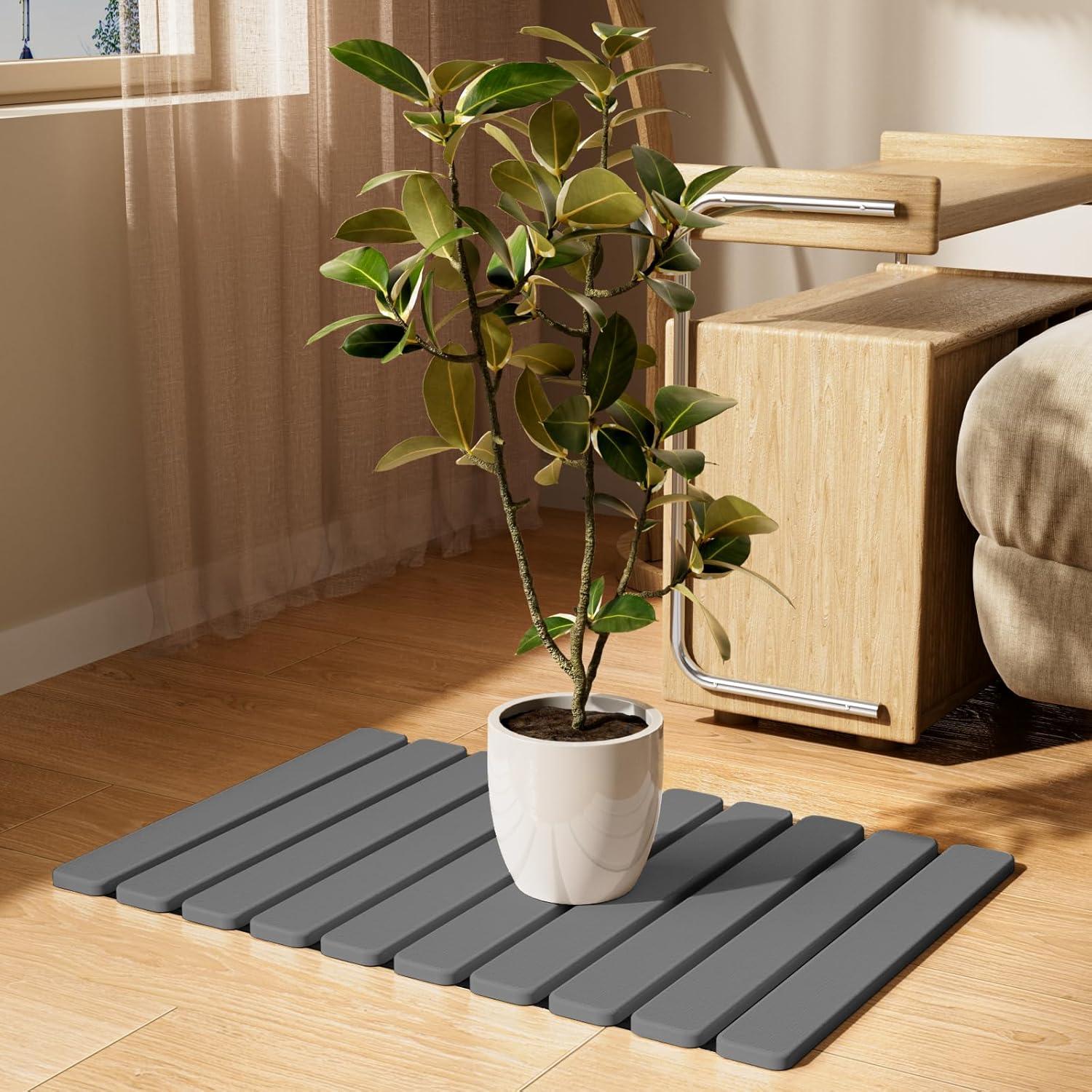 Alfombrilla de Baño de Piedra Diatomácea Summer&Kiss 59.7x39.1cm Gris