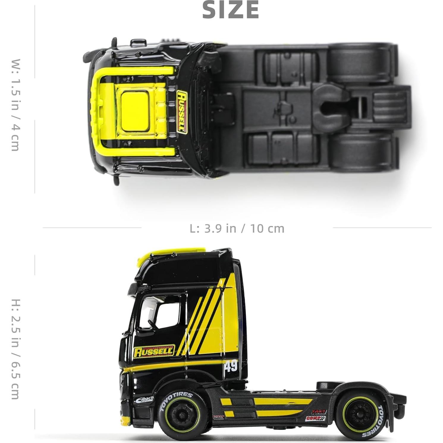 Camión Remolque Pesado Risopen Mercedes Benz 1/64 Amarillo