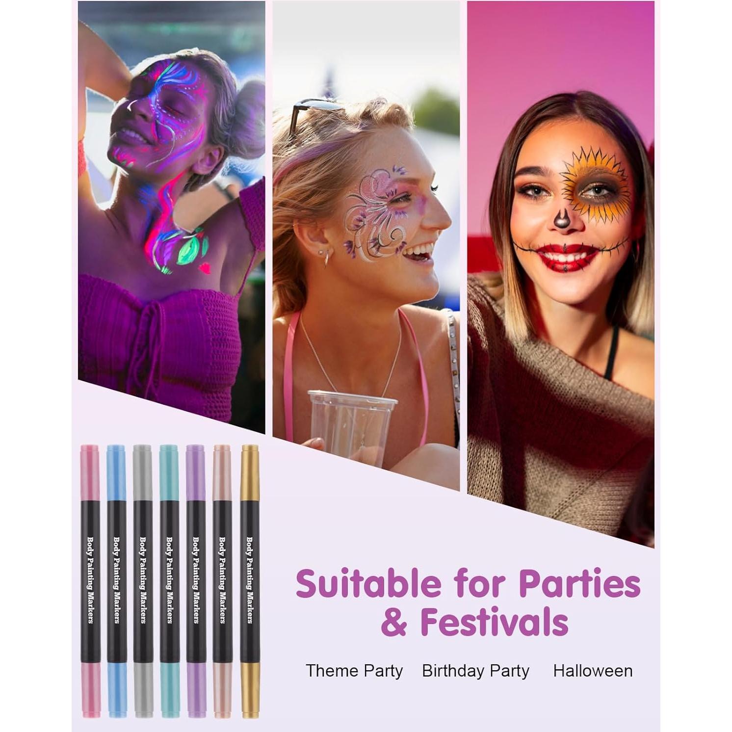 Marcadores de Tatuajes Temporales Lictin 7 Colores Doble Punta