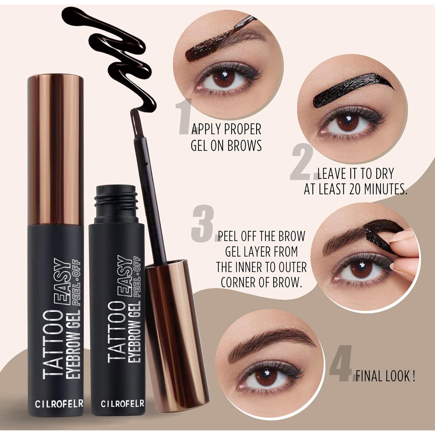 Cilrofelr Gel Tinte para Cejas Peel Off Marrón 2 Paquetes
