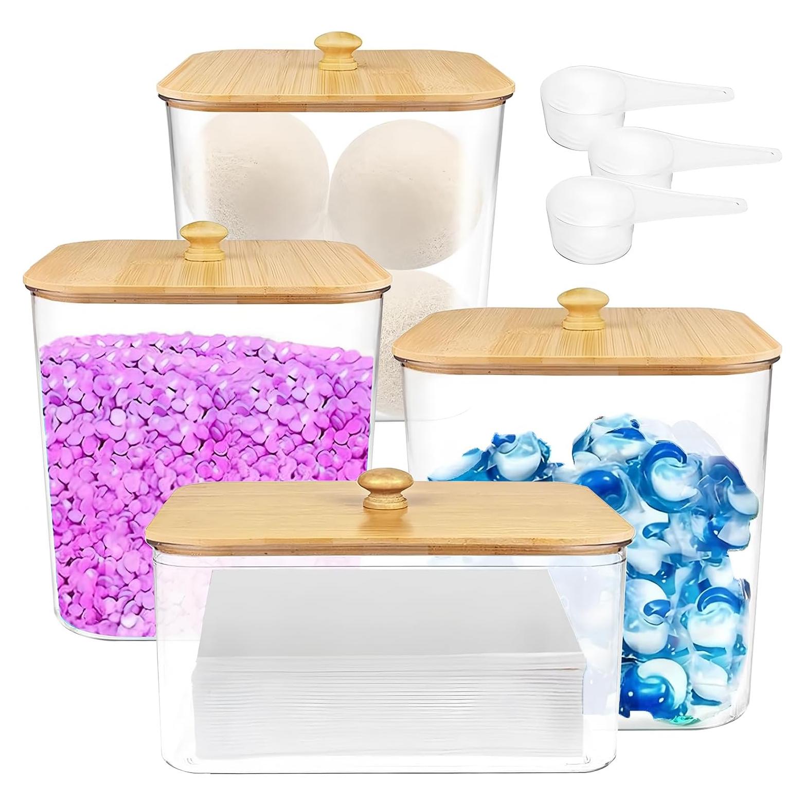 Contenedor de Almacenamiento para Lavandería 4 Paquetes Acrílico