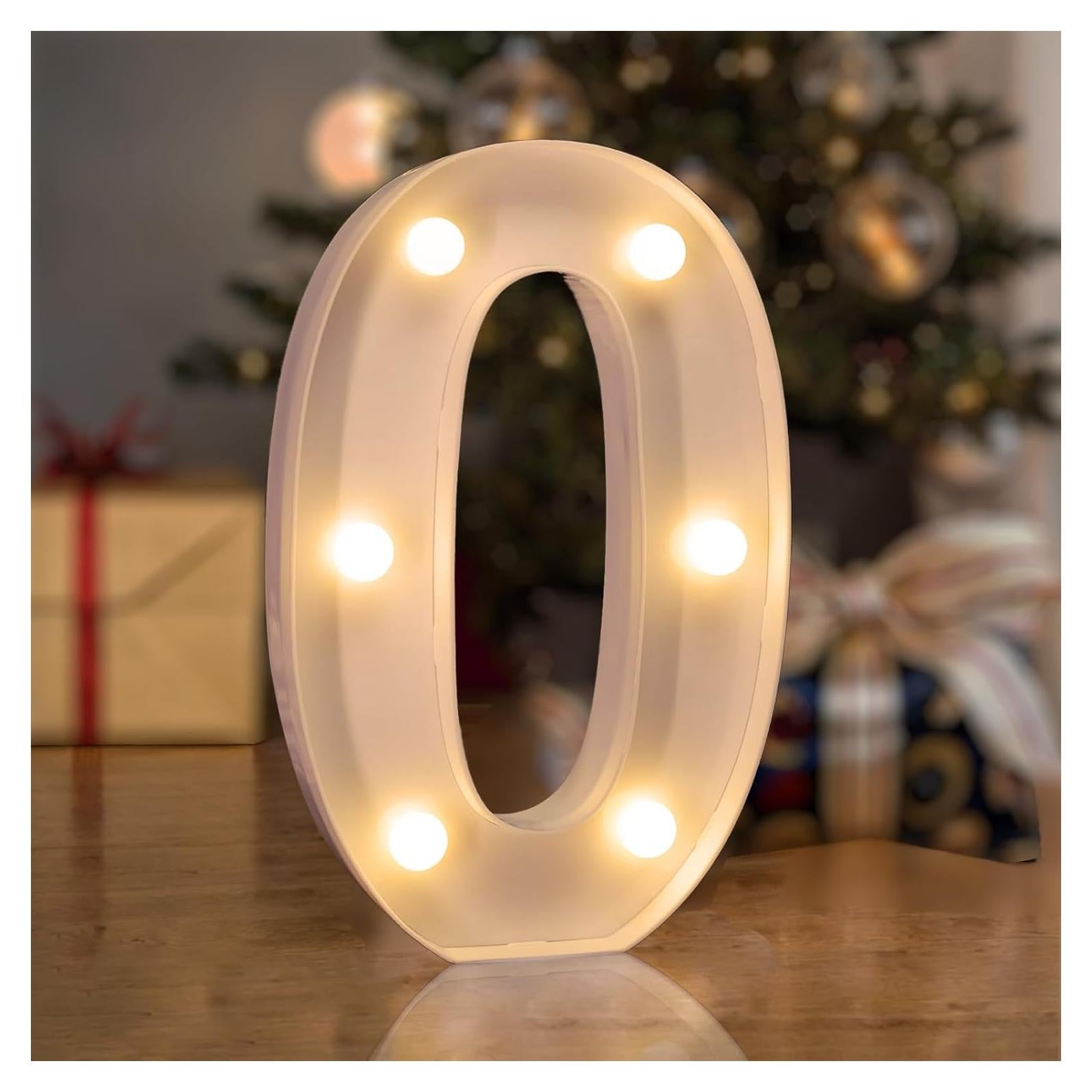 Números LED Iluminados QEOCP 0 Luz Cálida para Decoración