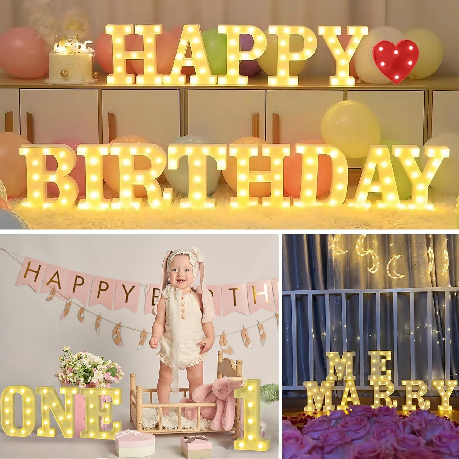 Números LED Iluminados QEOCP 0 Luz Cálida para Decoración