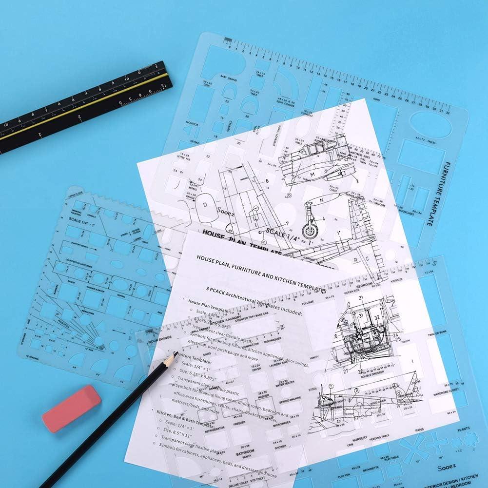 Set de 3 Plantillas de Dibujo Sooez para Arquitectura y Diseño