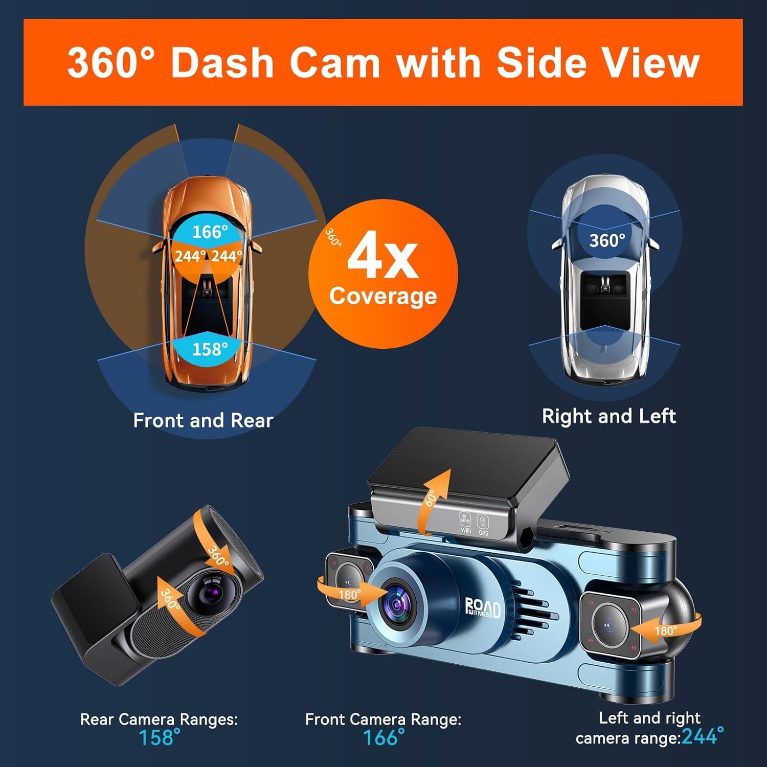 Cámara Dash 4K Roadwitness 4 Canales con GPS y WiFi 5G