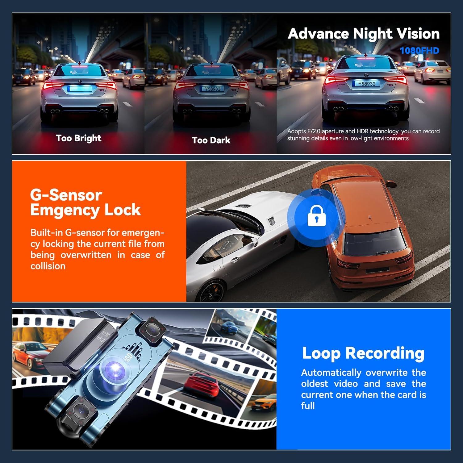 Cámara Dash 4K Roadwitness 4 Canales con GPS y WiFi 5G