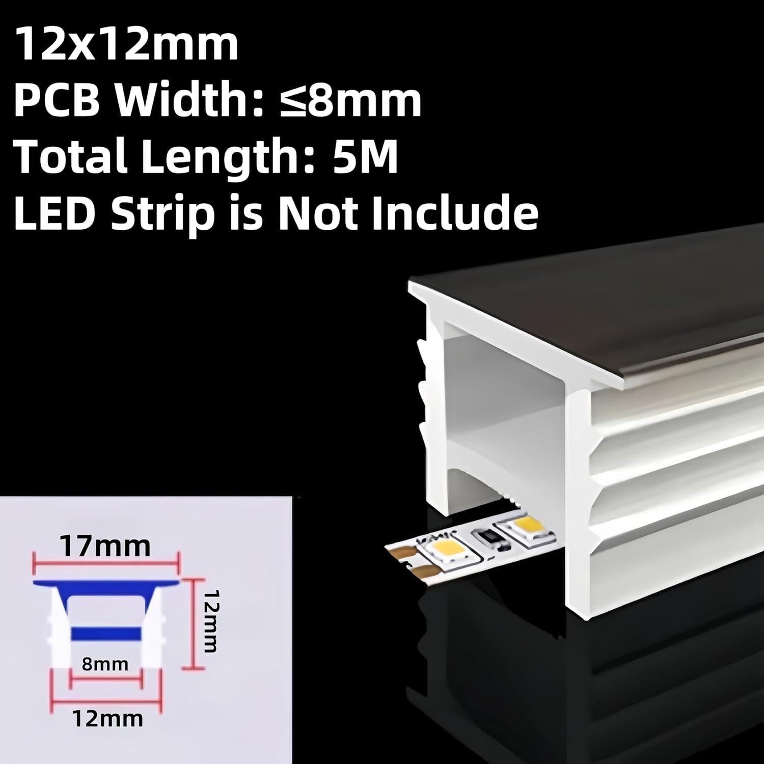 Canal LED de Silicona KSDLMPA 5M Flexible Recesado 12x12mm