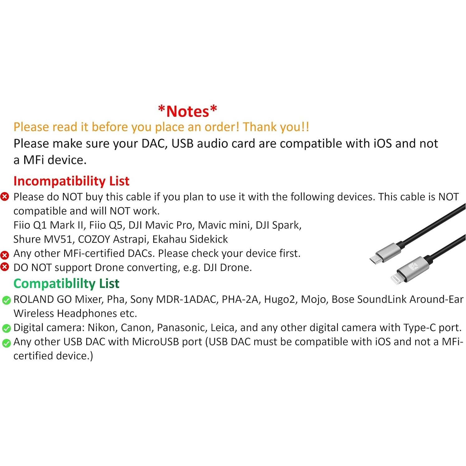 Cable OTG MicroUSB Meenova 15cm para iPhone y DAC