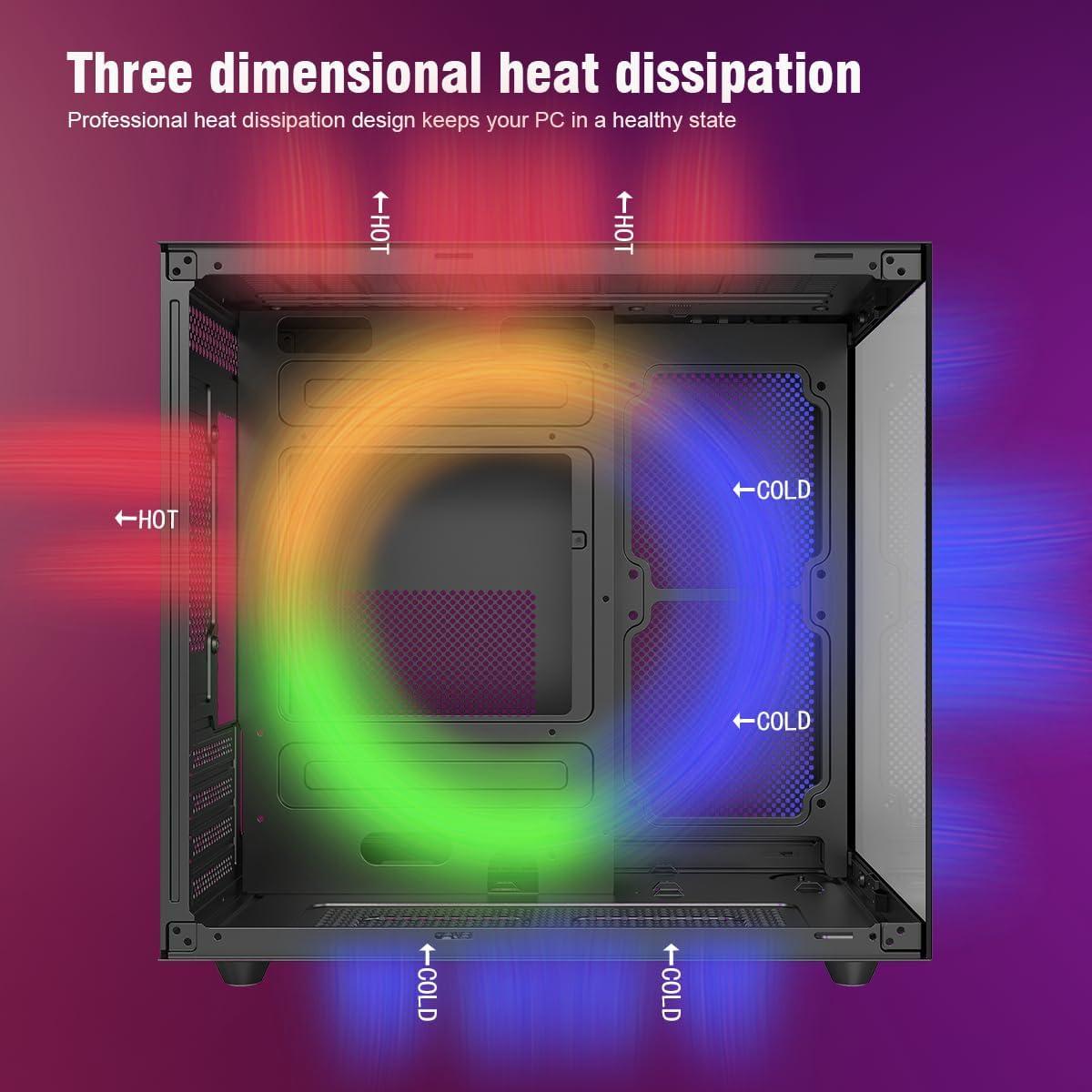Caja de PC RUIX OV502 Mini-Tower con Ventiladores ARGB 120mm