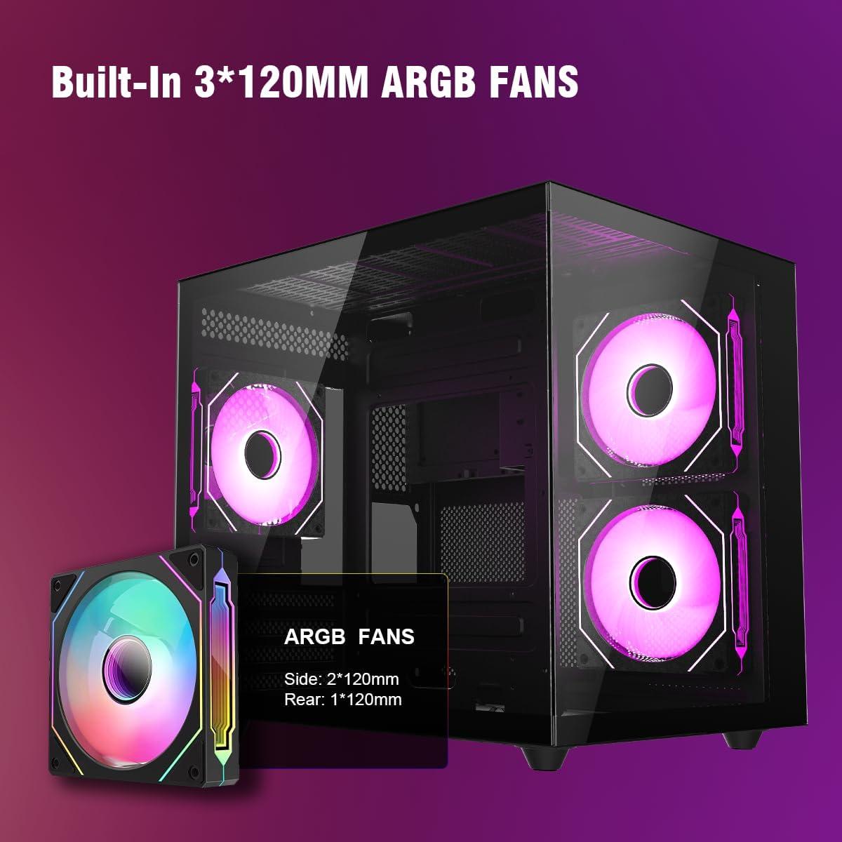 Caja de PC RUIX OV502 Mini-Tower con Ventiladores ARGB 120mm