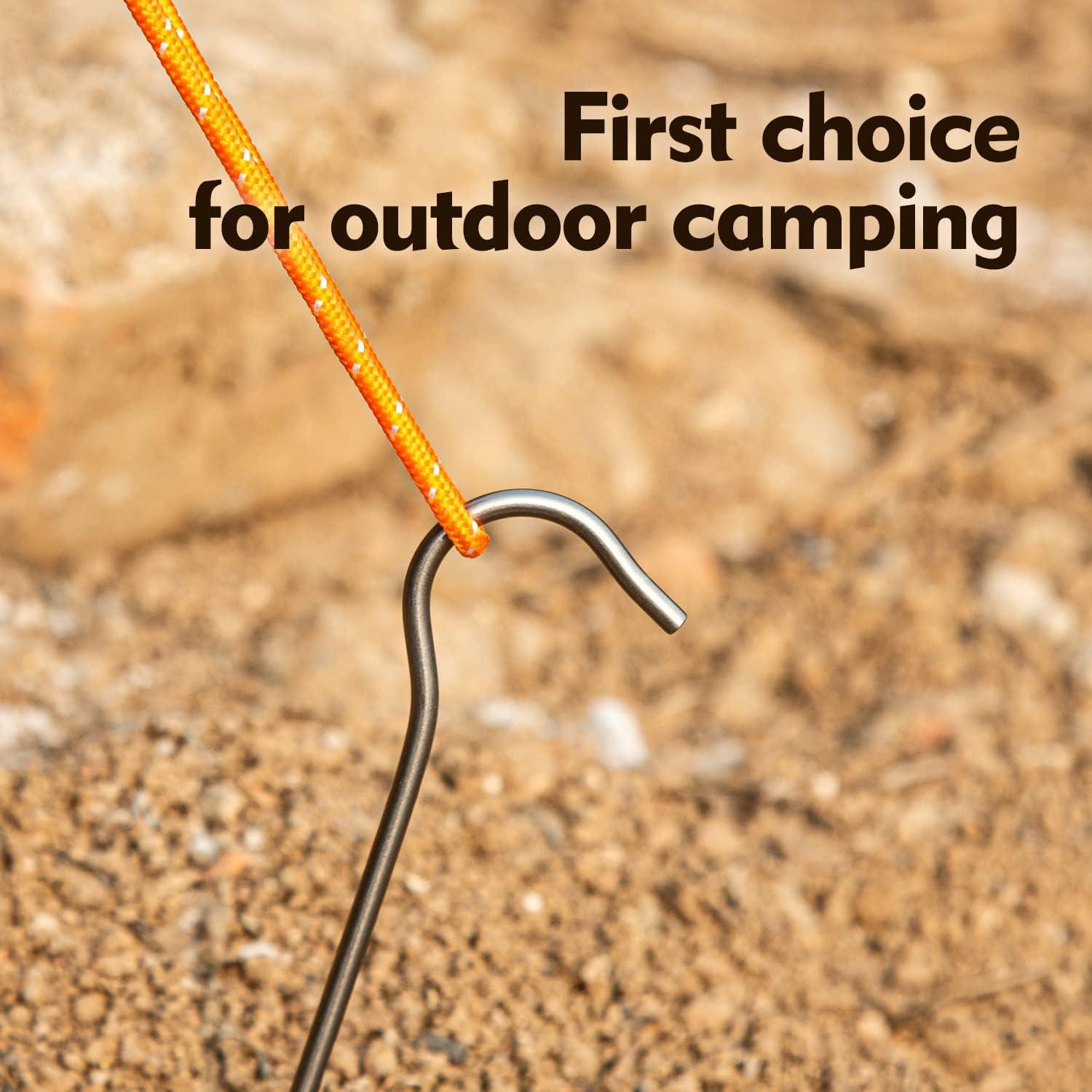 TITO Titanium Shepherd's Hook Tent Stakes Tent pegs Nail pegs Dia 3.0mm and Length 165mm only 6.1G.(Pack of 6) (Silver)