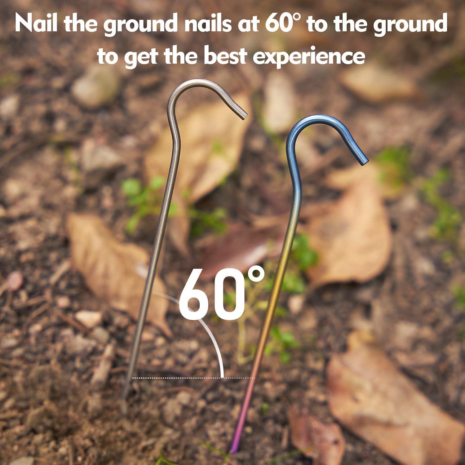 TITO Titanium Shepherd's Hook Tent Stakes Tent pegs Nail pegs Dia 3.0mm and Length 165mm only 6.1G.(Pack of 6) (Silver)