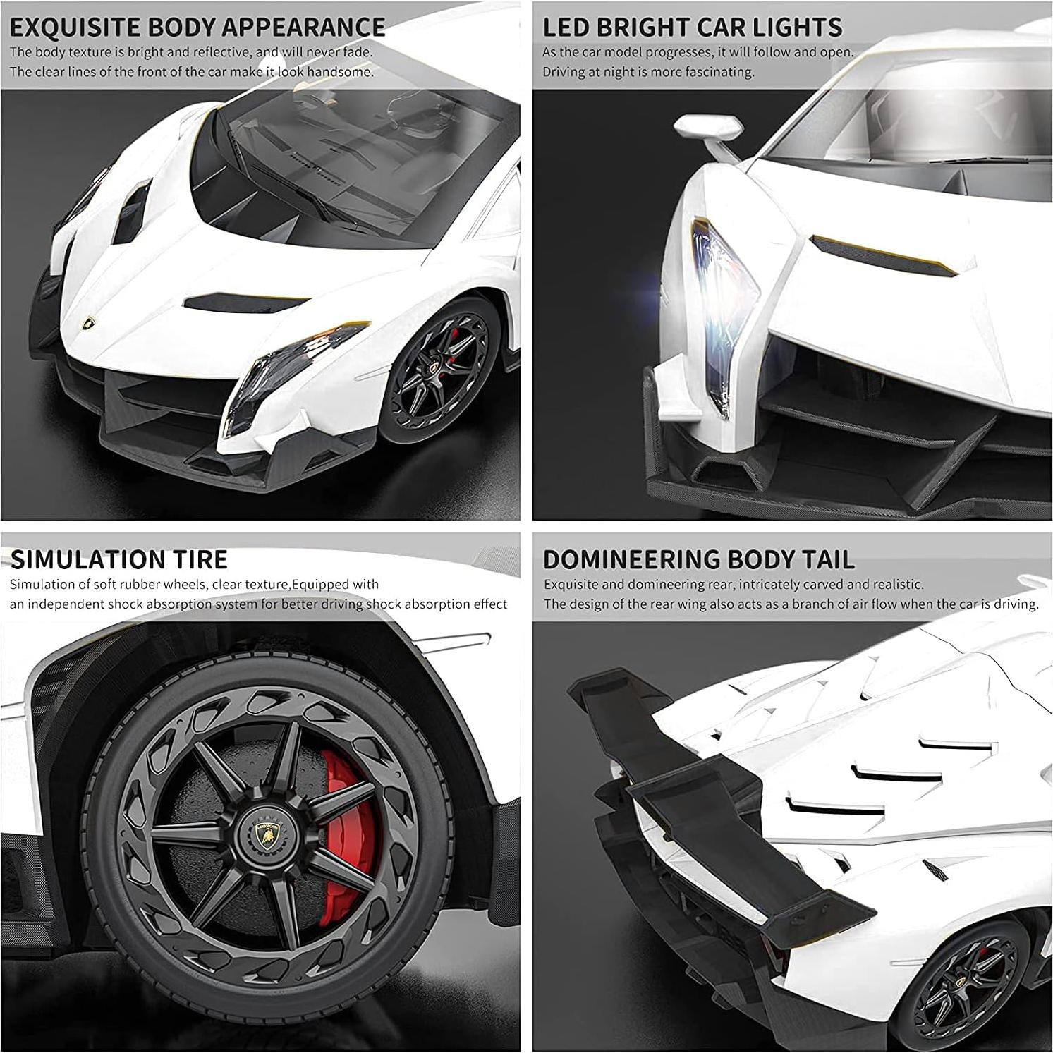 Coche RC QUN FENG Lamborghini Veneno 1:24 Blanco