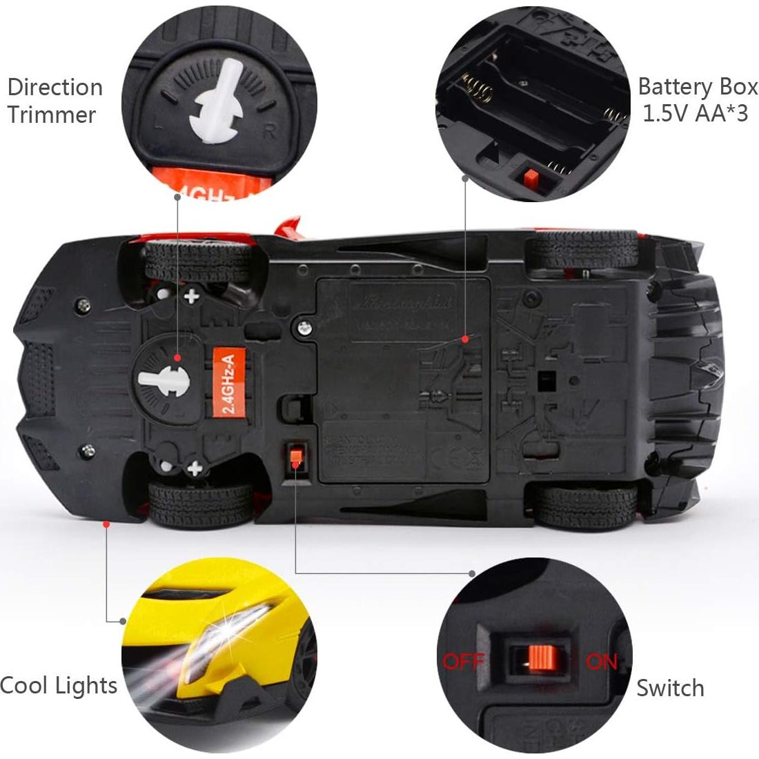 Coche RC QUN FENG Lamborghini Veneno 1:24 Amarillo