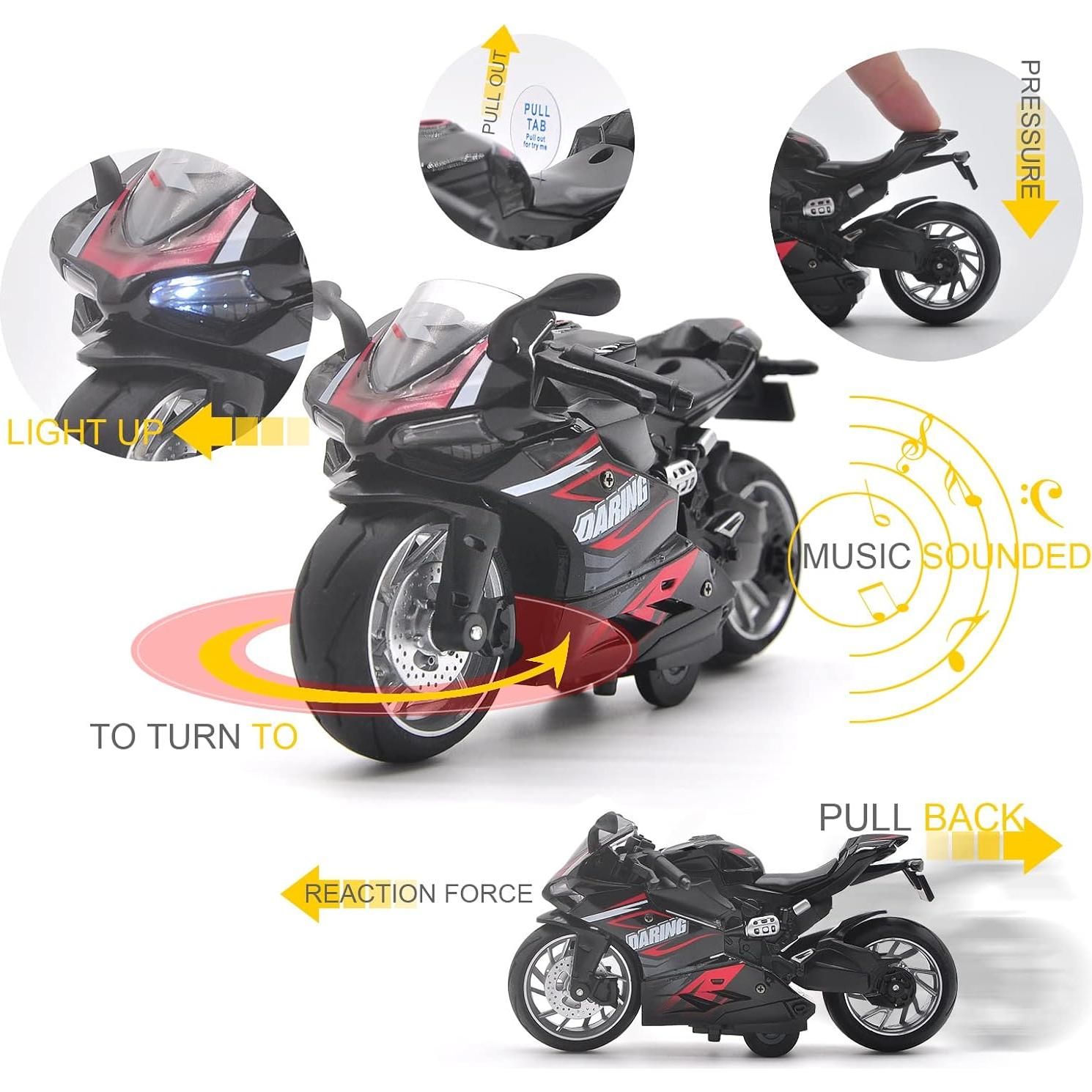 Motocicleta de Juguete CYYSFIVQZ 1:12 con Sonidos y Luces