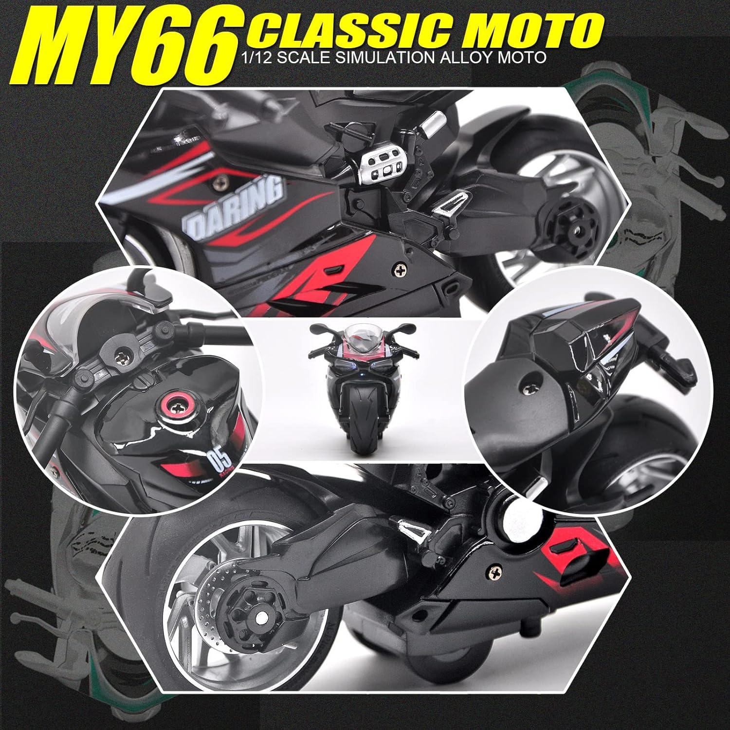 Motocicleta de Juguete CYYSFIVQZ 1:12 con Sonidos y Luces