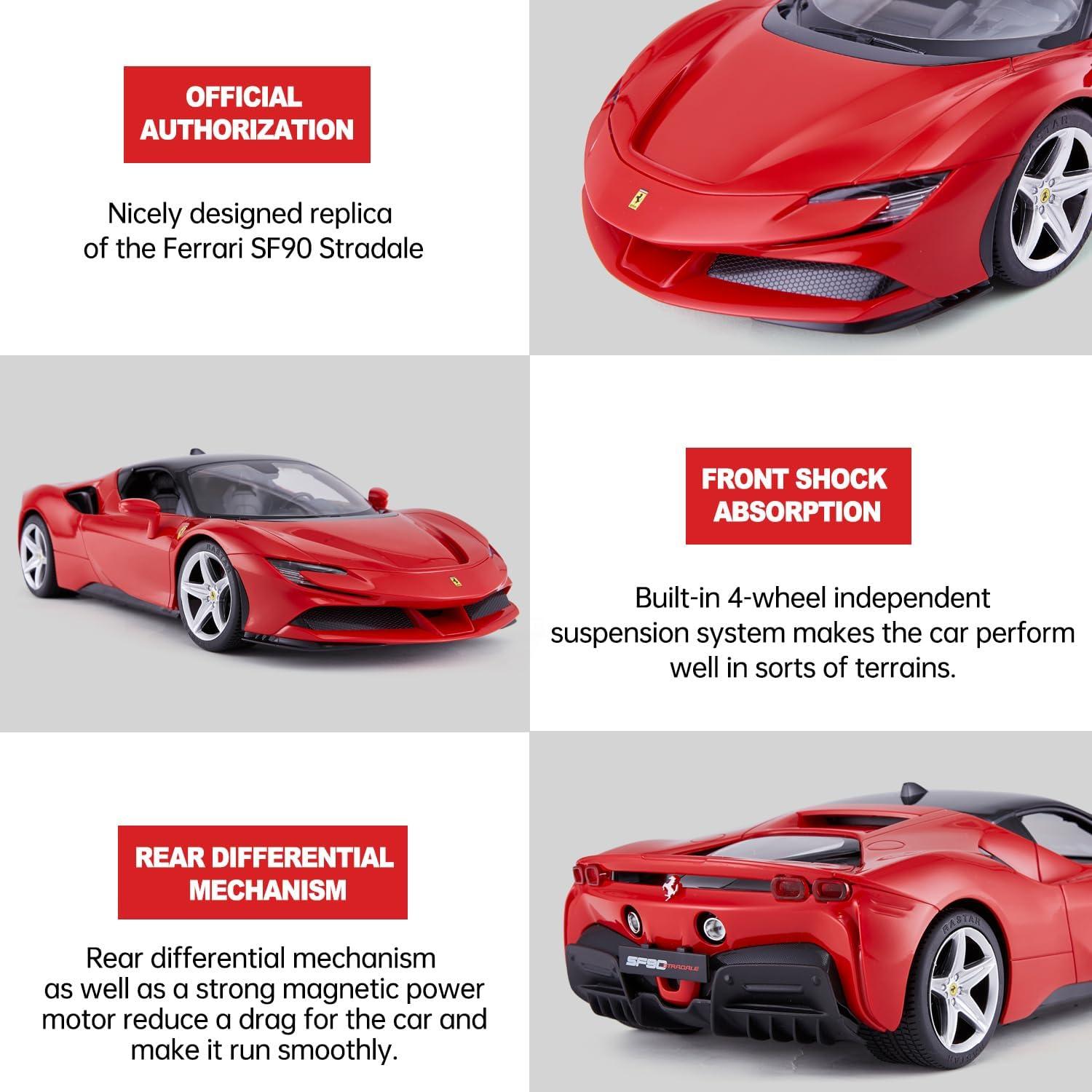 Coche RC Rastar Ferrari SF90 Stradale 1:14 Rojo 8 km/h