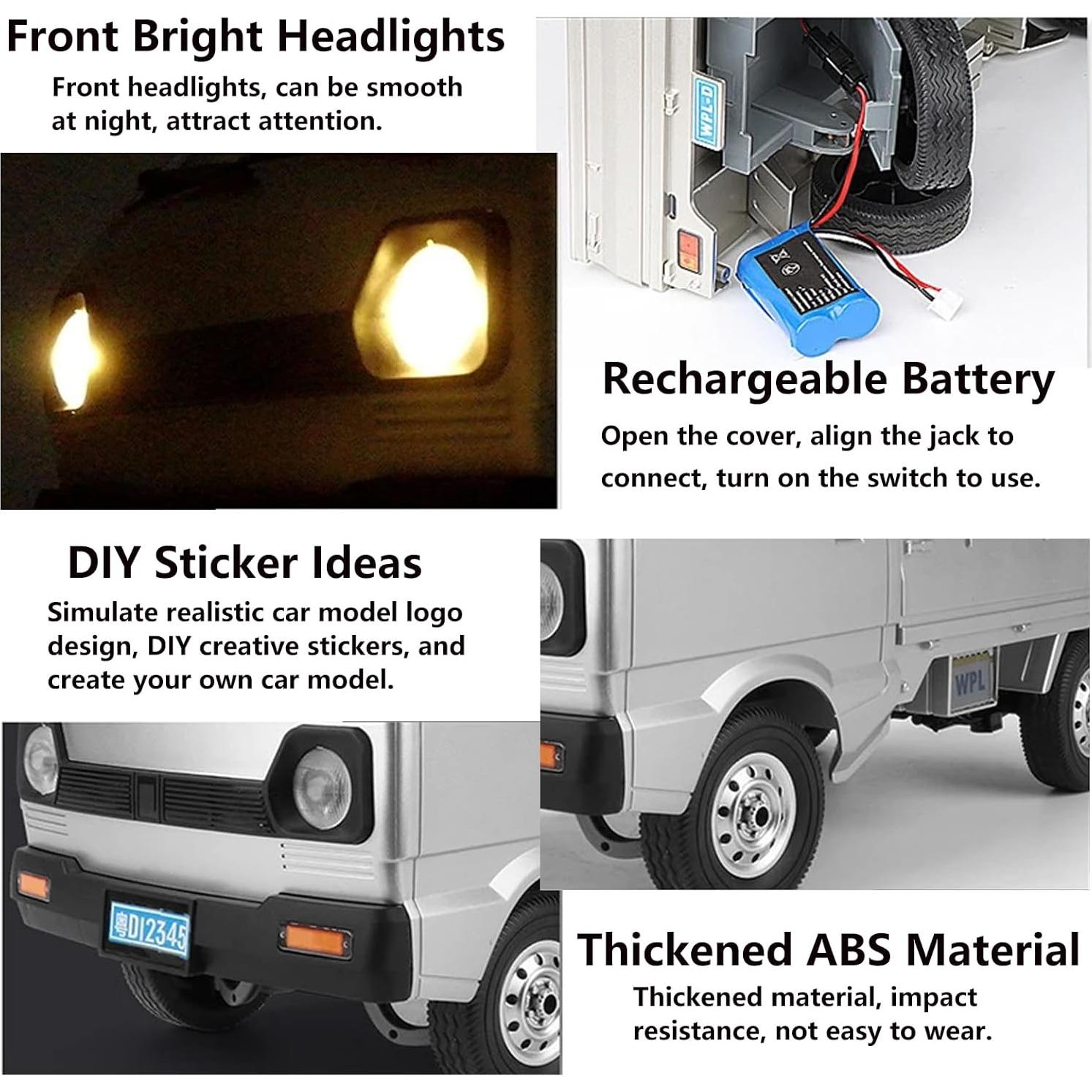 Camión RC WPL D12 Todo Terreno 1:10 con LED y 2 Baterías