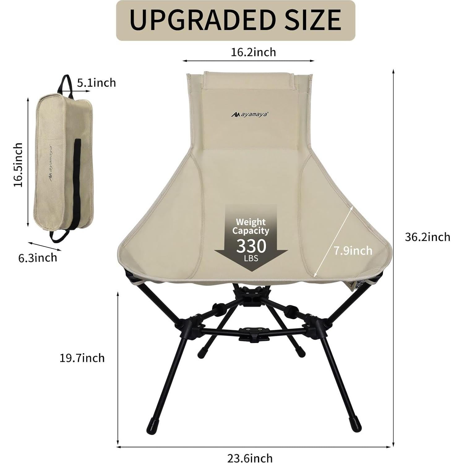 Silla de Camping Plegable ayamaya HL01BE Respaldo Alto 150 kg