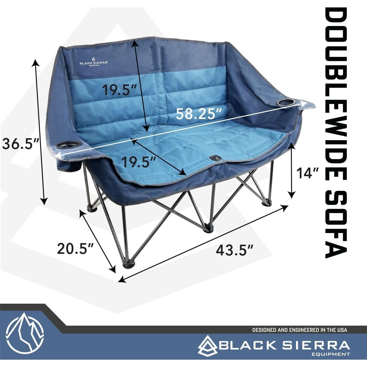 Sofá de Camping Plegable Doble Black Sierra 227 kg Acolchado