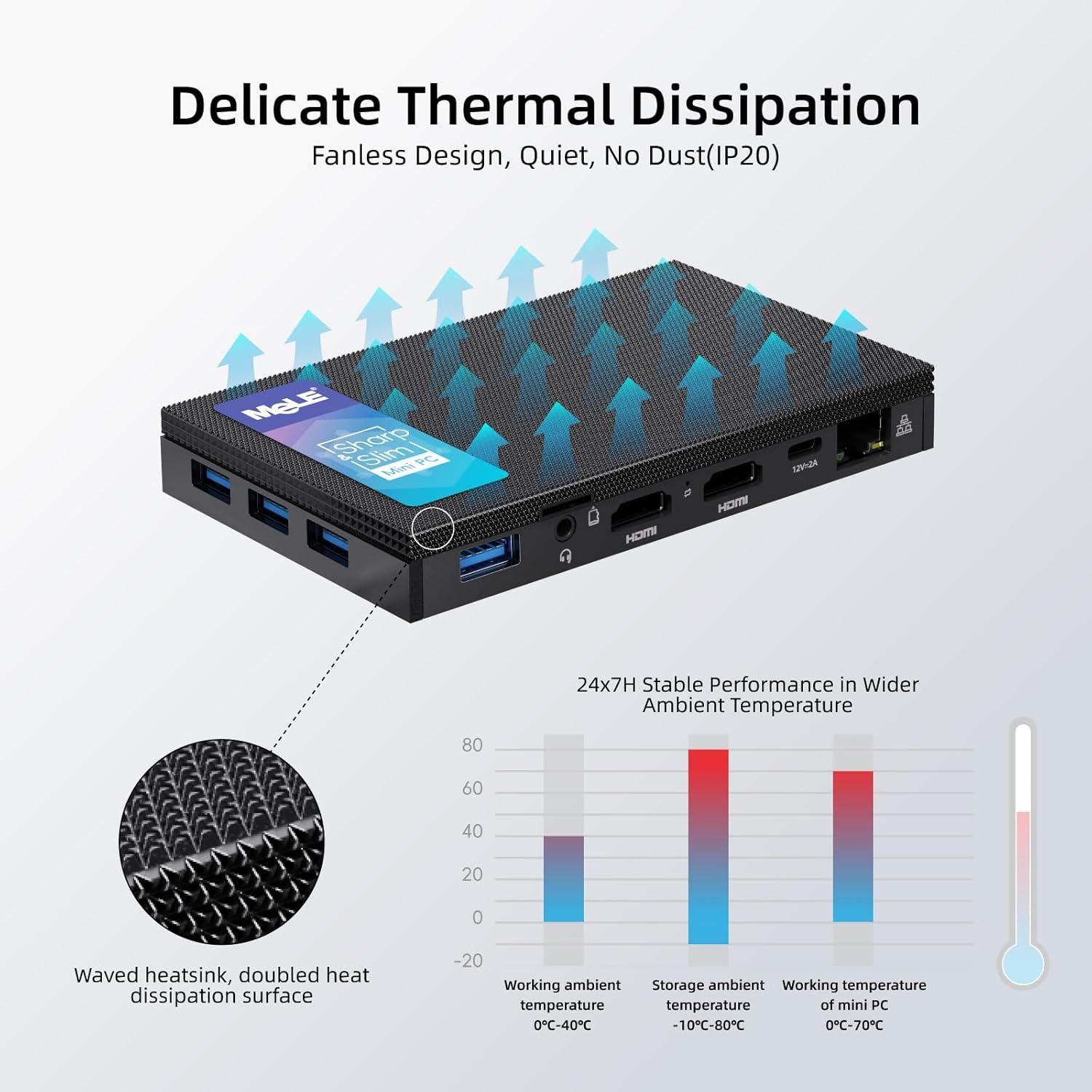 MeLE PC Mini Quieter3Q N5105 8GB 256GB Sin Ventilador