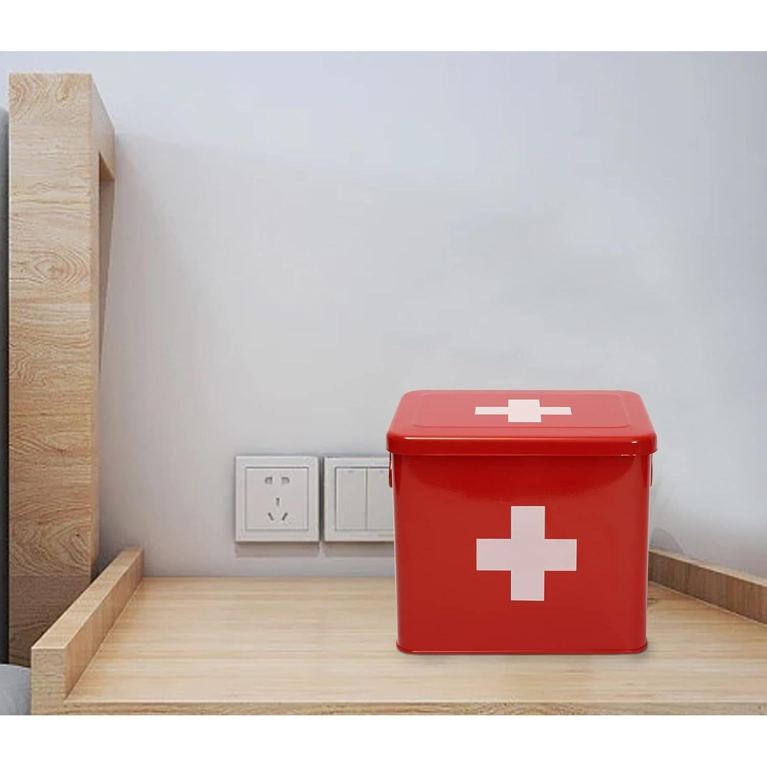 Kit de Primeros Auxilios Xbopetda Caja de Metal 2 Niveles Rojo