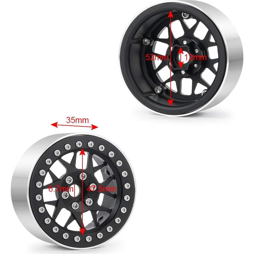 MOHERO Ruedas Beadlock 2.2" (5.08 cm) para Coche RC 1/10