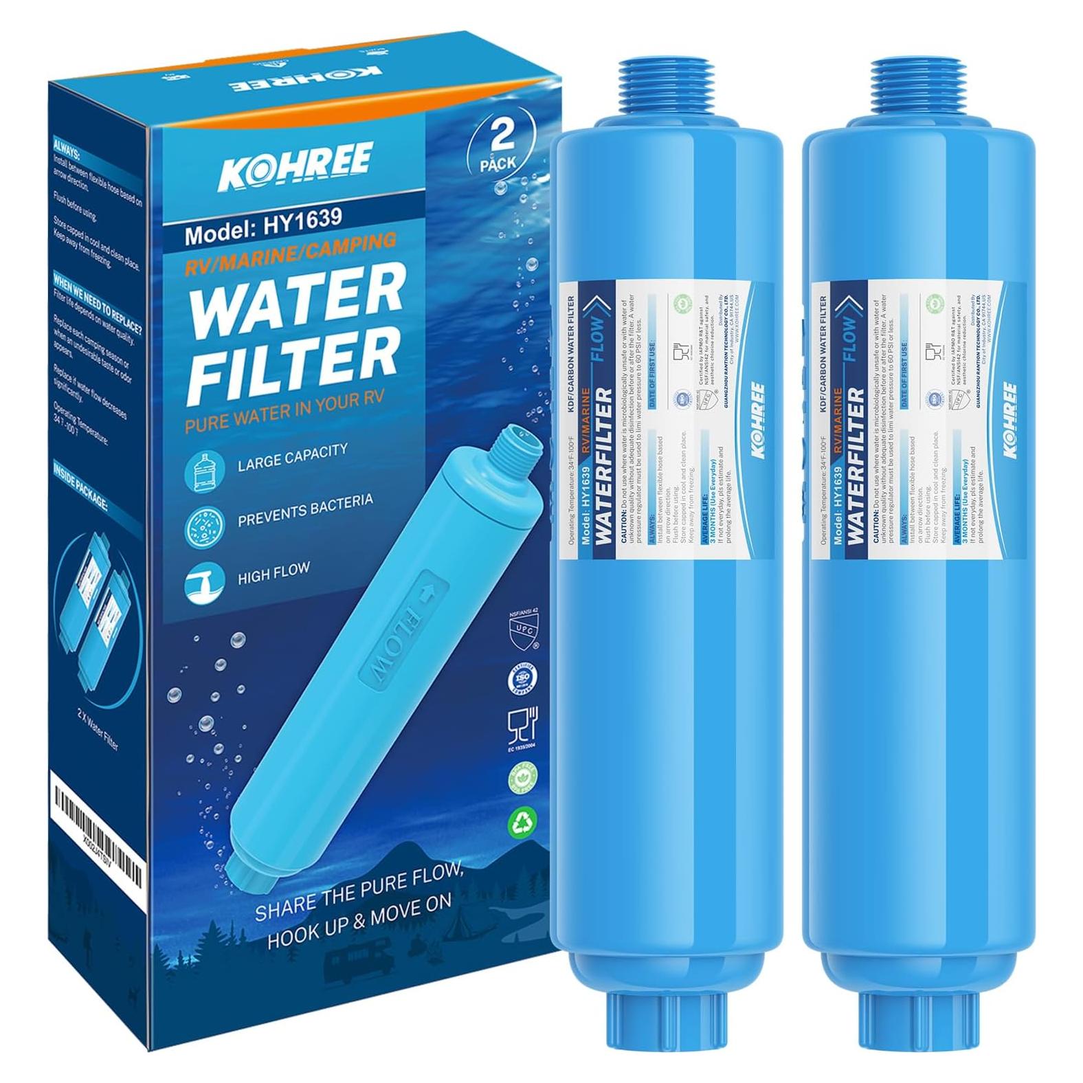 Filtro de Agua Inline Kohree 2 Unidades, Certificado NSF, Reduce Cloro