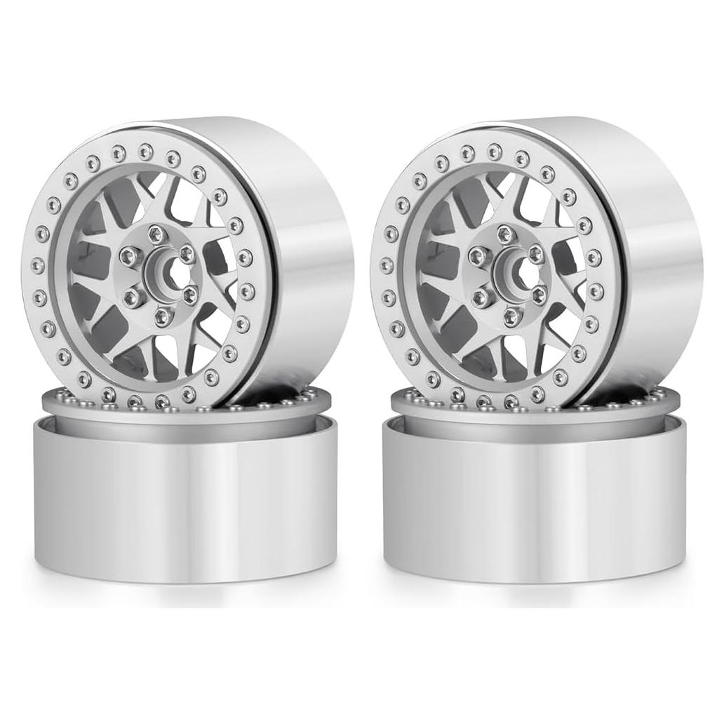 Ruedas Beadlock MOHERO 1/10 para Coche RC Crawler Plata