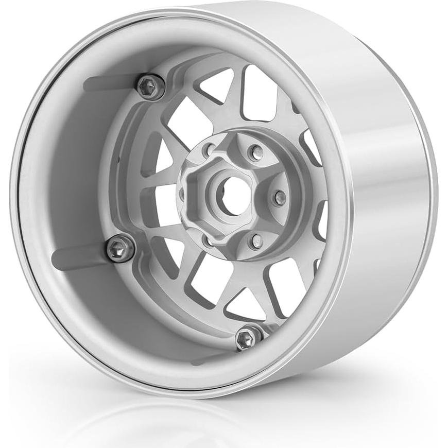 Ruedas Beadlock MOHERO 1/10 para Coche RC Crawler Plata