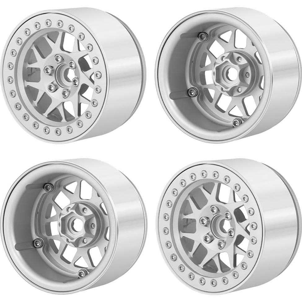 Ruedas Beadlock MOHERO 1/10 para Coche RC Crawler Plata