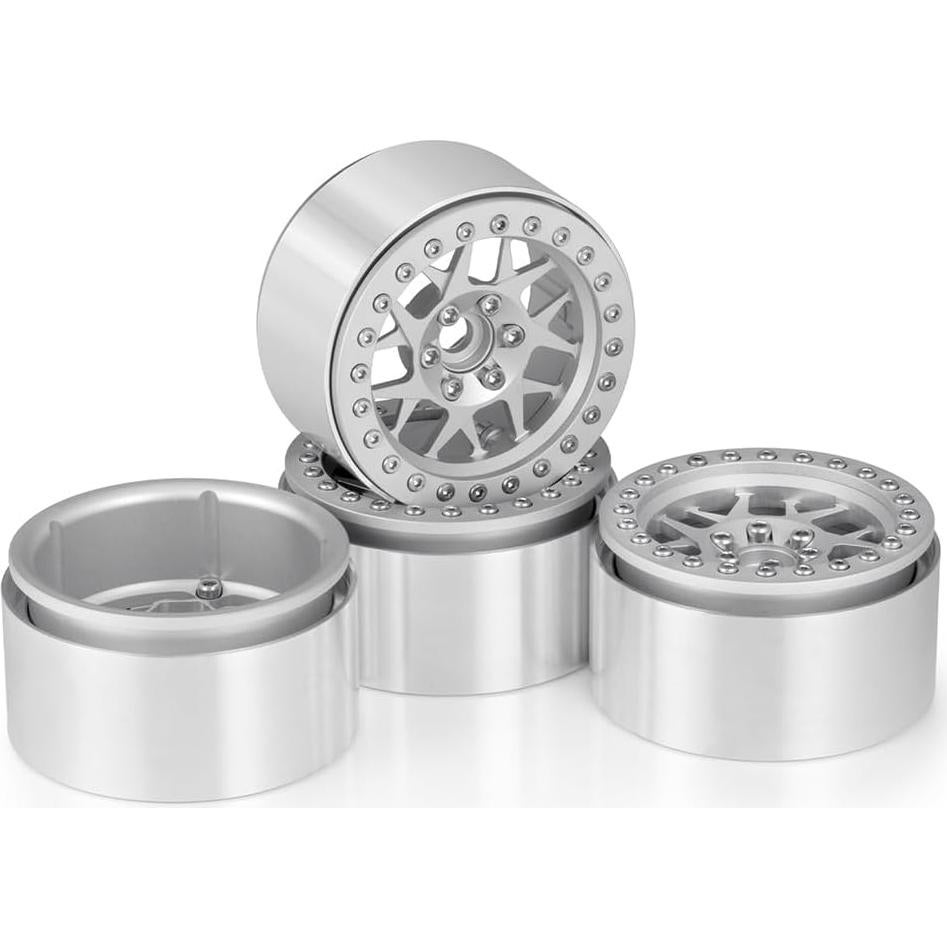 Ruedas Beadlock MOHERO 1/10 para Coche RC Crawler Plata