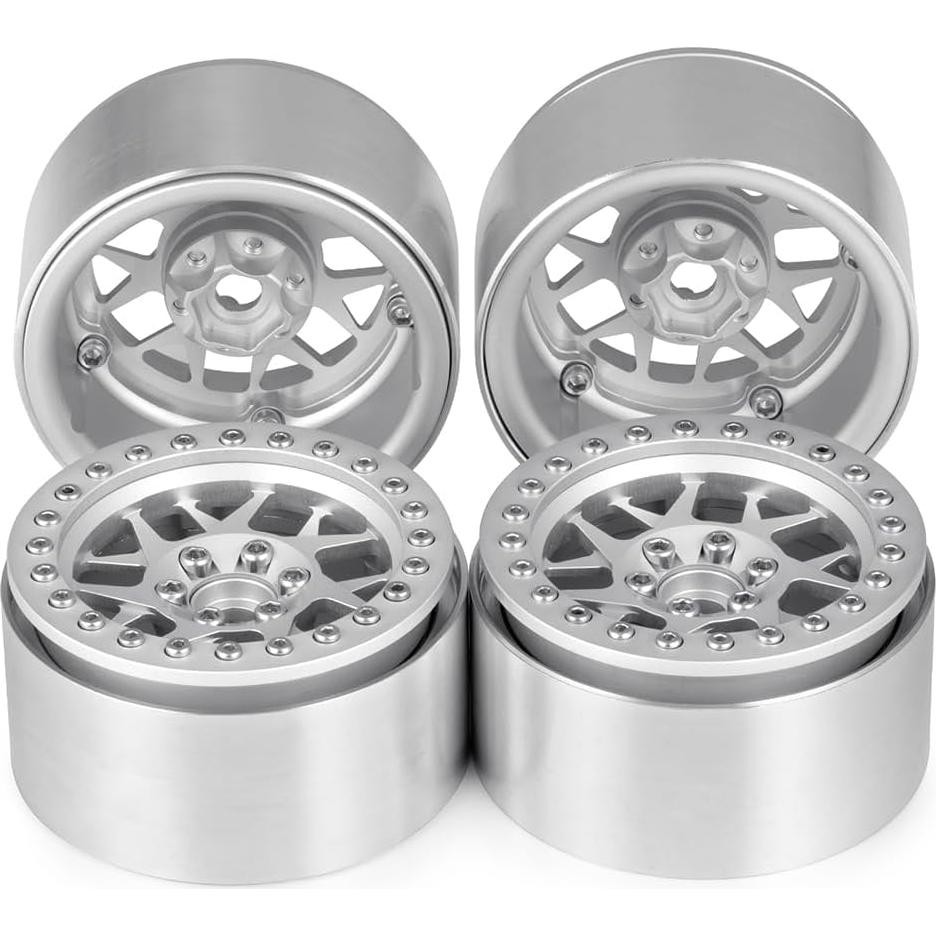 Ruedas Beadlock MOHERO 1/10 para Coche RC Crawler Plata