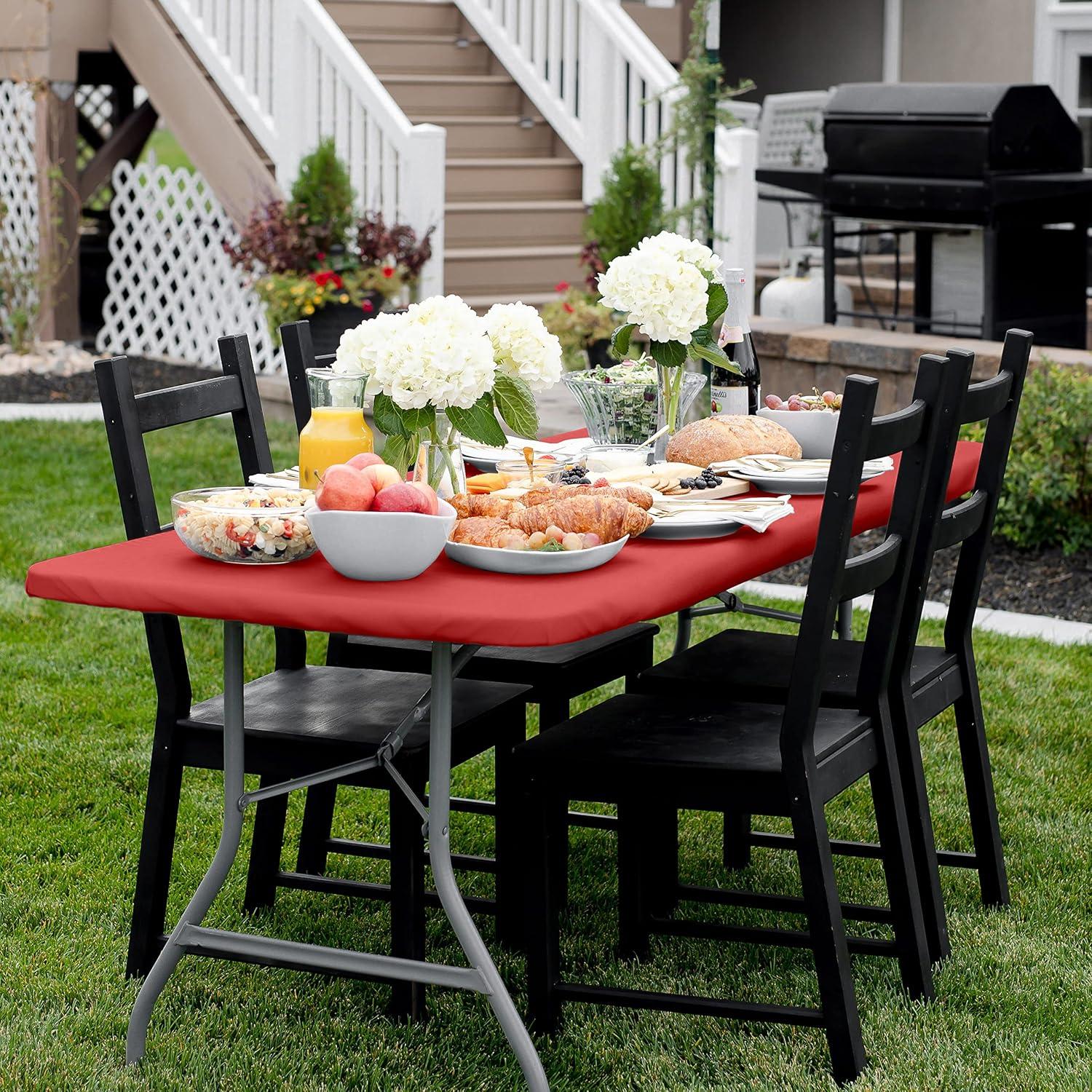 Mantel Ajustado de Poliéster Rojo 183x76 cm Shamrock Home