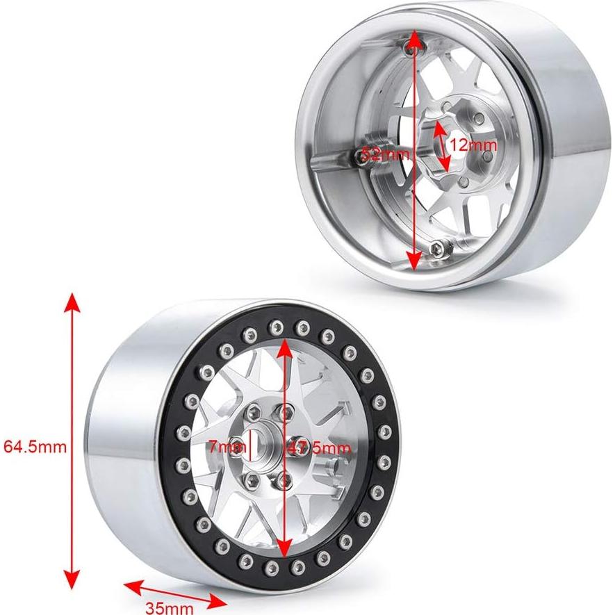 MOHERO Ruedas Beadlock 2.2" (5.08 cm) para Coche RC 1/10