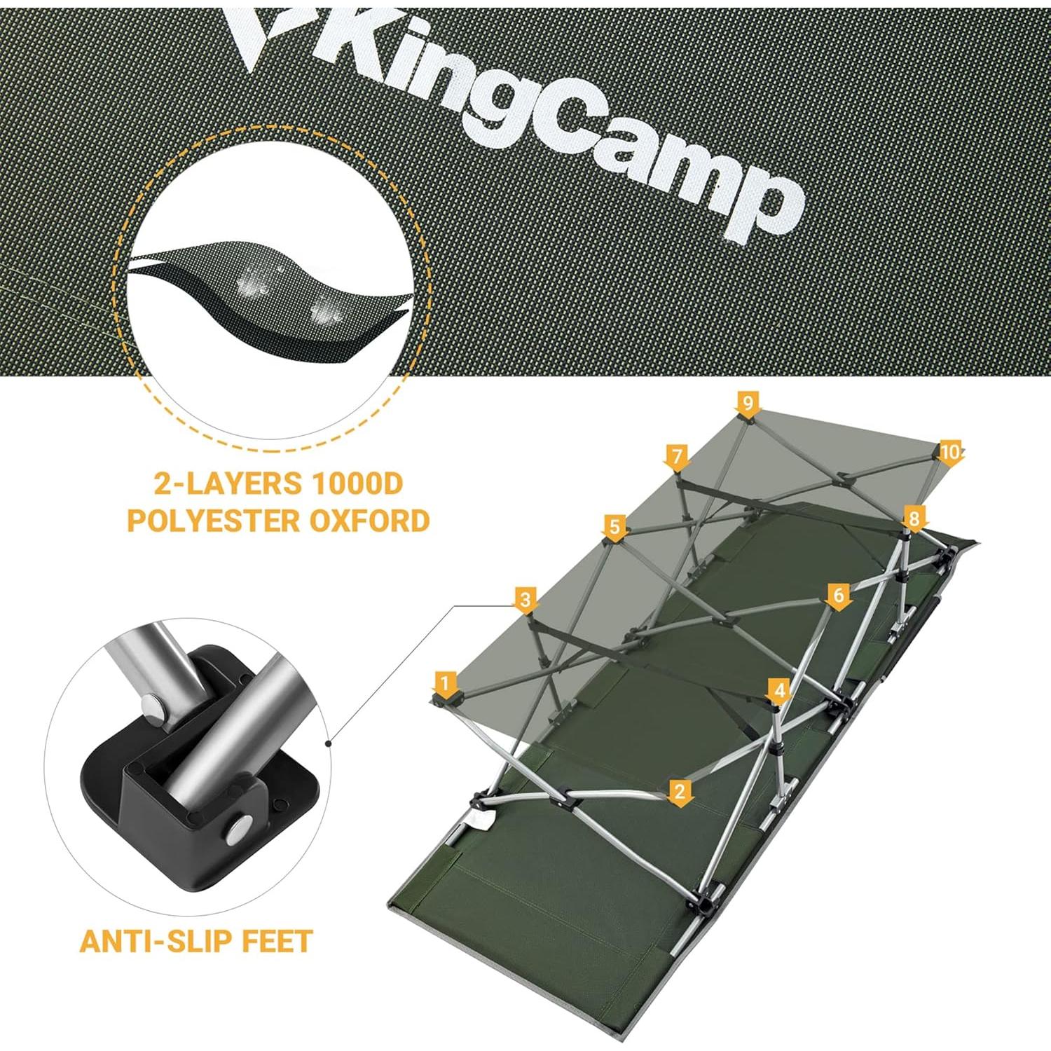 Cama Plegable KingCamp KC2026 Verde para Camping 120 kg