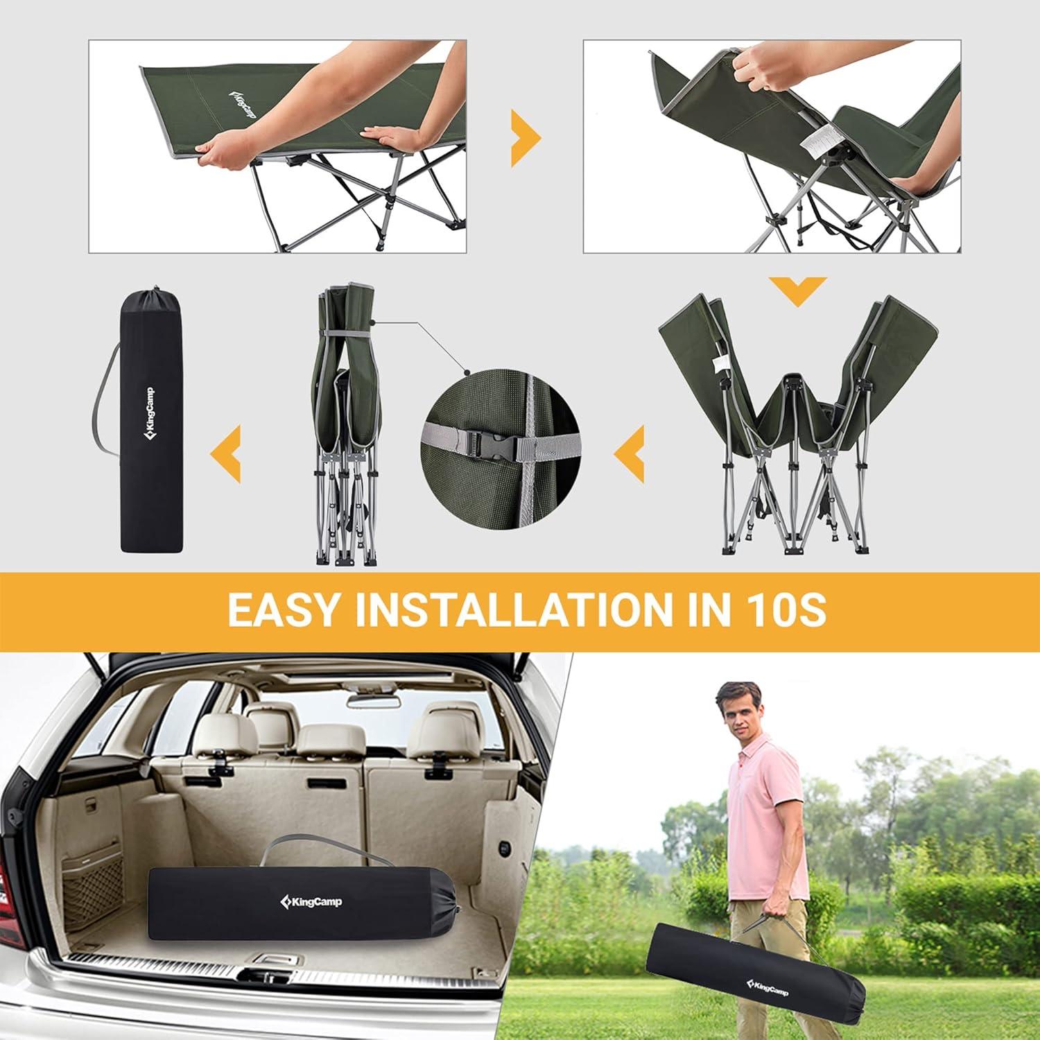 Cama Plegable KingCamp KC2026 Verde para Camping 120 kg