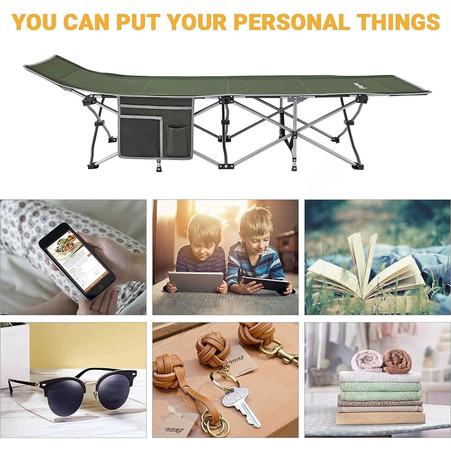 Cama Plegable KingCamp KC2026 Verde para Camping 120 kg