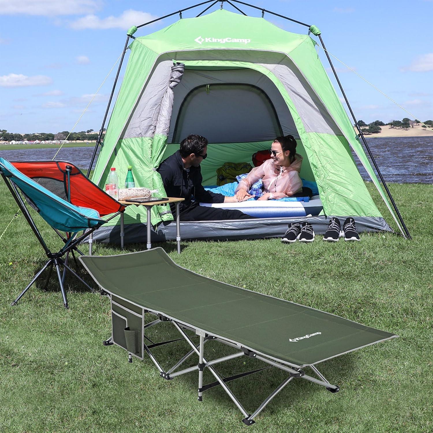 Cama Plegable KingCamp KC2026 Verde para Camping 120 kg