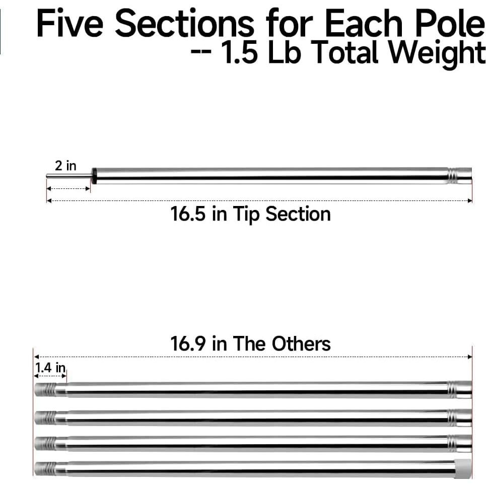 Postes de Tienda SANLIKE 2 m Acero Inoxidable Ajustables