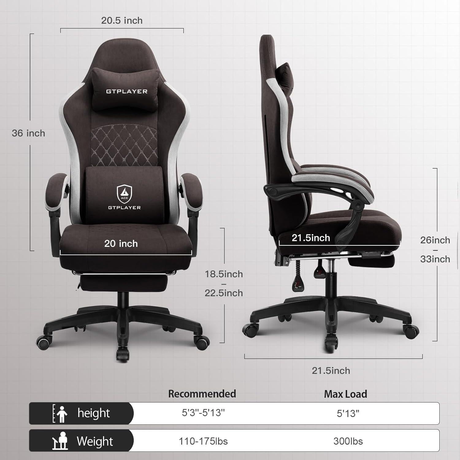Silla de Juego GTPLAYER LR002 Marrón Oscuro Ergonómica