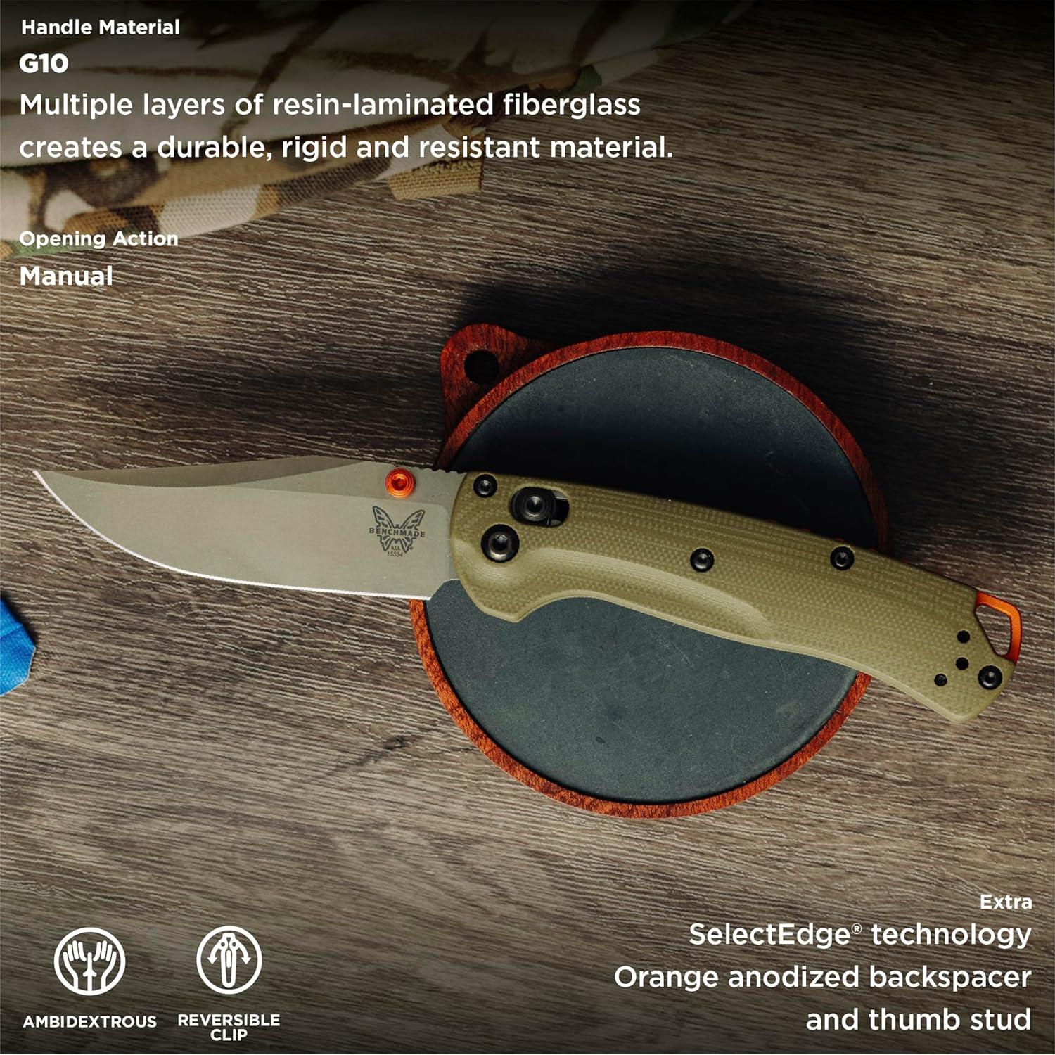 Cuchillo Plegable Benchmade Mini Taggedout G10 Verde OD 18cm