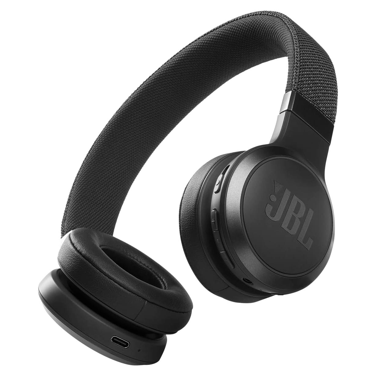 JBL Live 460NC wireless on-ear Noise Cancelling headphones with 50H battery, microphone for calls, lightweight and comfortable, and Alexa Built-in (Optimized for Android), iOS compatible (Black)