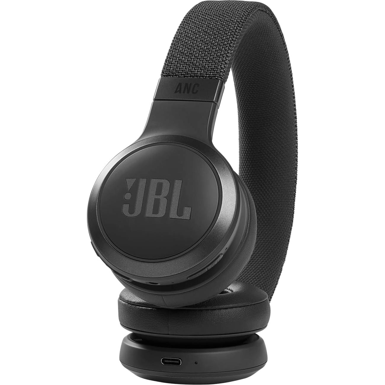JBL Live 460NC wireless on-ear Noise Cancelling headphones with 50H battery, microphone for calls, lightweight and comfortable, and Alexa Built-in (Optimized for Android), iOS compatible (Black)
