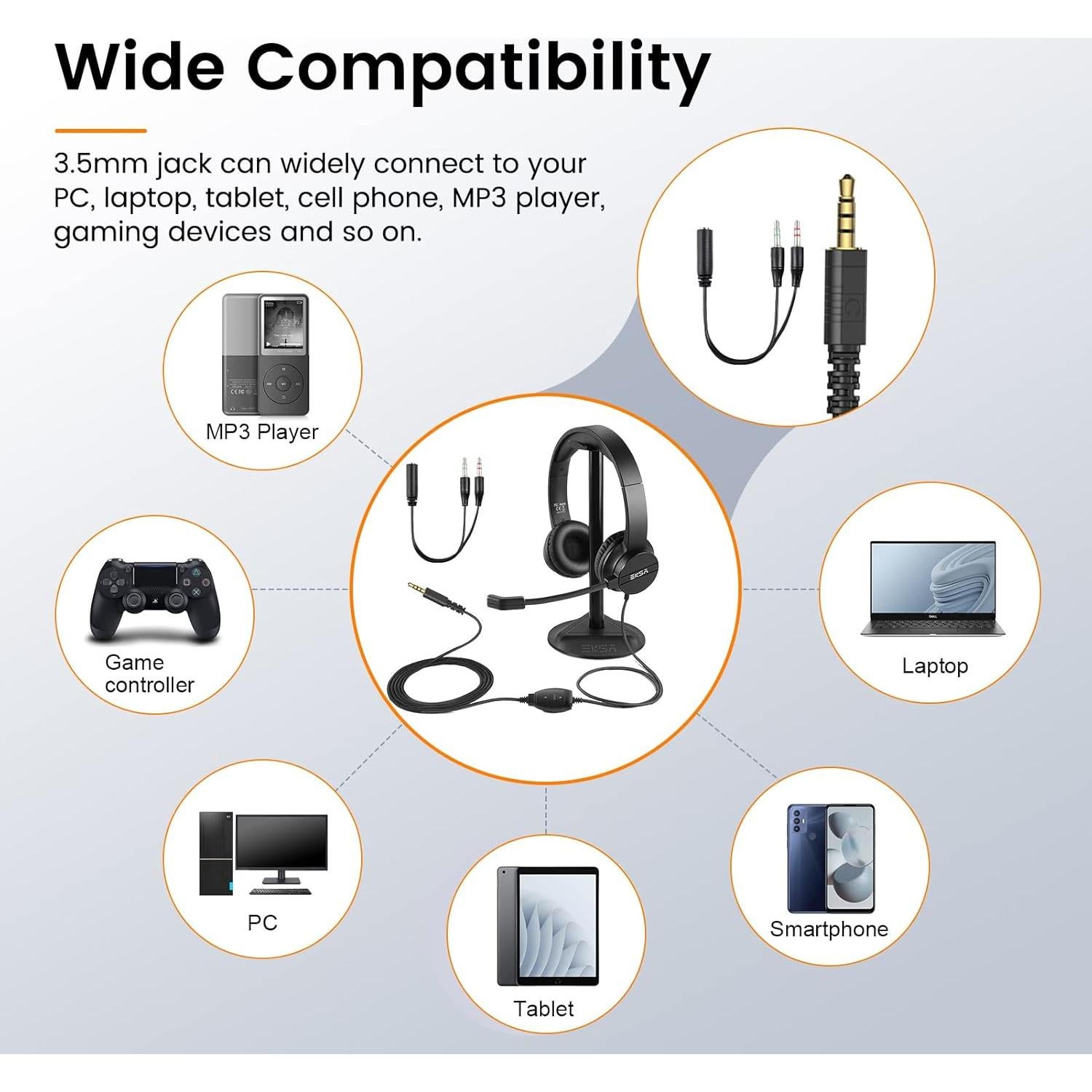 Auriculares con micrófono EKSA H12 3.5mm con cancelación de ruido