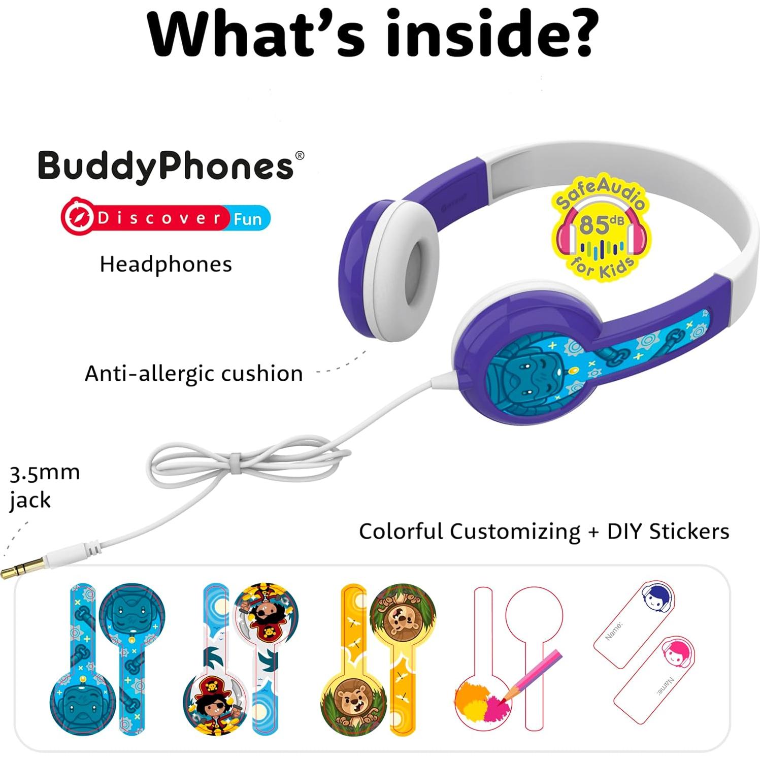 Auriculares BuddyPhones Descubrir Diversión Azul 85dB