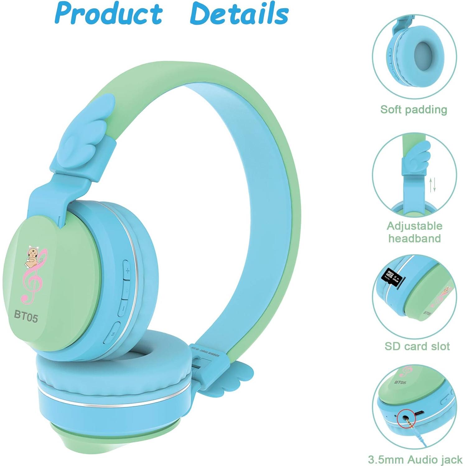 Auriculares Inalámbricos Riwbox BT05 para Niños Plegables Verde/Azul